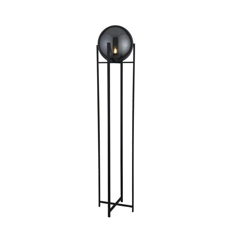 Searchlight 1030-1SM Amsterdam Floor Lamp  - Black Metal & Smoked Glass
