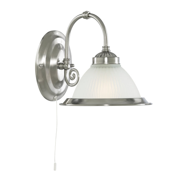 Searchlight 1041-1 American Diner Wall Light  - Satin Silver Metal & Acid Glass