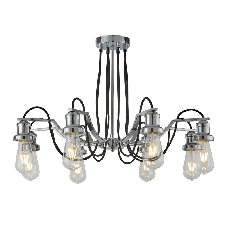 Searchlight 1068-8CC Olivia 8Lt Pendant - Chrome & Black Braided Cable