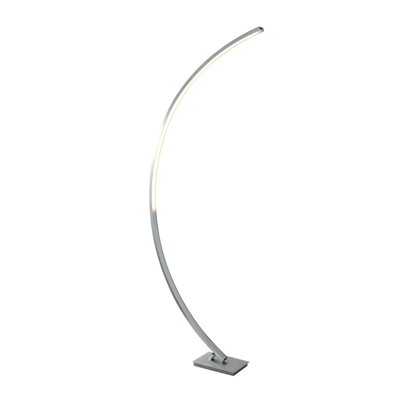 Searchlight 1070SS Colton LED Curved Floor Lamp - Satin Silver & Opal