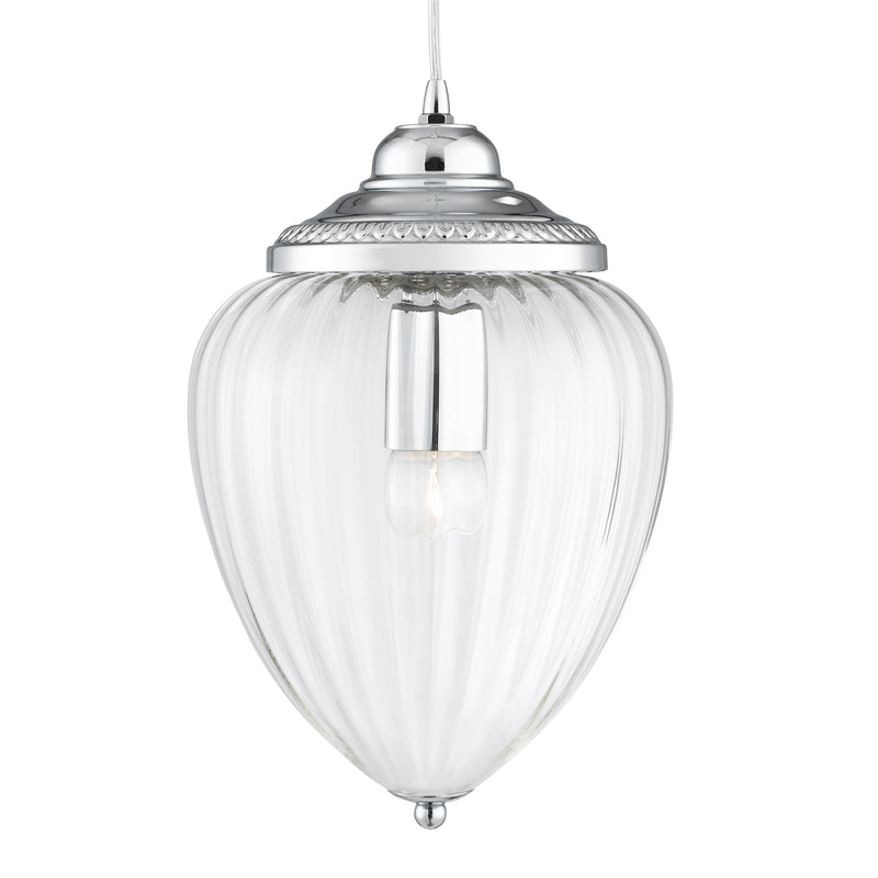 Searchlight 1091CC Moscow Pendant  - Chrome Metal & Ribbed Glass