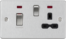 Knightsbridge MLA FPR83MNBC 45A DP Switch & 13A Socket with Neons - Brushed Chrome with Black Insert