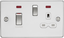 Knightsbridge MLA FPR83MNPCW 45A DP Switch & 13A Socket with Neons - Polished Chrome with White Insert