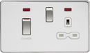 Knightsbridge MLA Screwless SFR83MNPCW 45A DP Switch & 13A Socket with Neons - Polished Chrome with White Insert