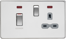Knightsbridge MLA Screwless SFR83MNPCG 45A DP Switch & 13A Socket with Neons - Polished Chrome with Grey Insert