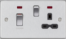 Knightsbridge MLA CS83MNBC 45A DP Switch & 13A Socket with Neons - Brushed Chrome with Black Insert