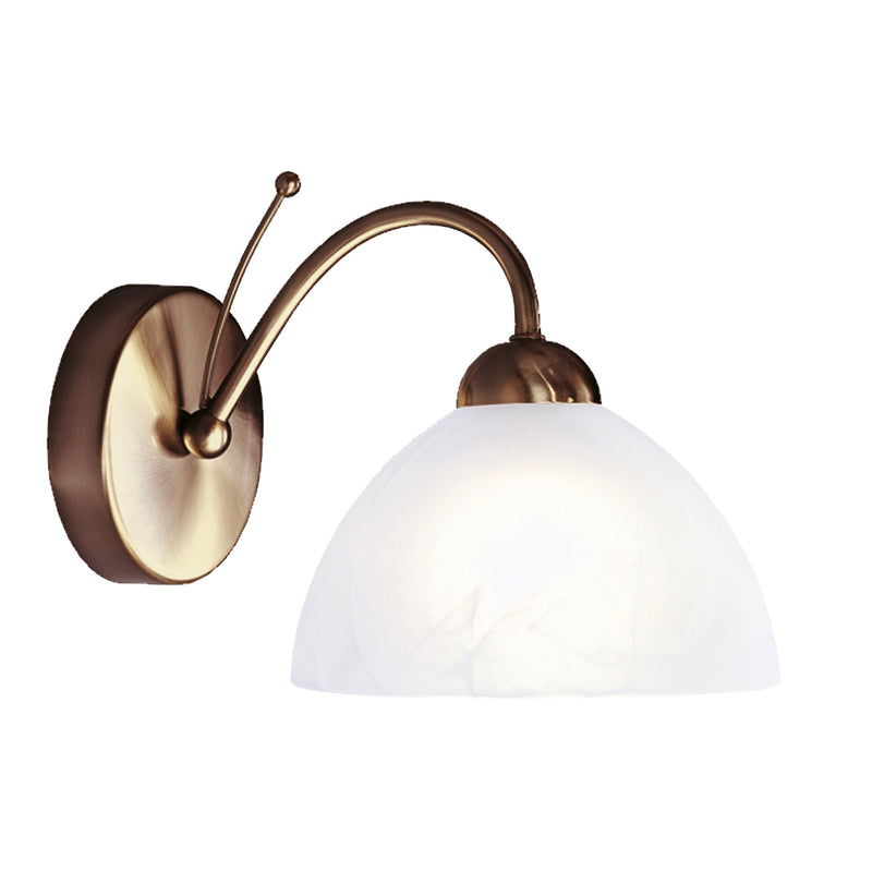 Searchlight 1131-1AB Milanese Wall Light  - Antique Brass Metal & Alabaster Glass