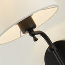 Searchlight 12081-1BK Munich Wall Light - Matt Black Metal & Natural Linen Shade