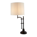 Searchlight 12082-1BK Munich Table Lamp - Matt Black Metal & Natural Linen Shade