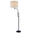 Searchlight 12083-1BK Munich Floor Lamp - Matt Black Metal & Natural Linen Shade