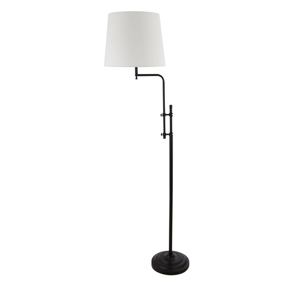 Searchlight 12083-1BK Munich Floor Lamp - Matt Black Metal & Natural Linen Shade