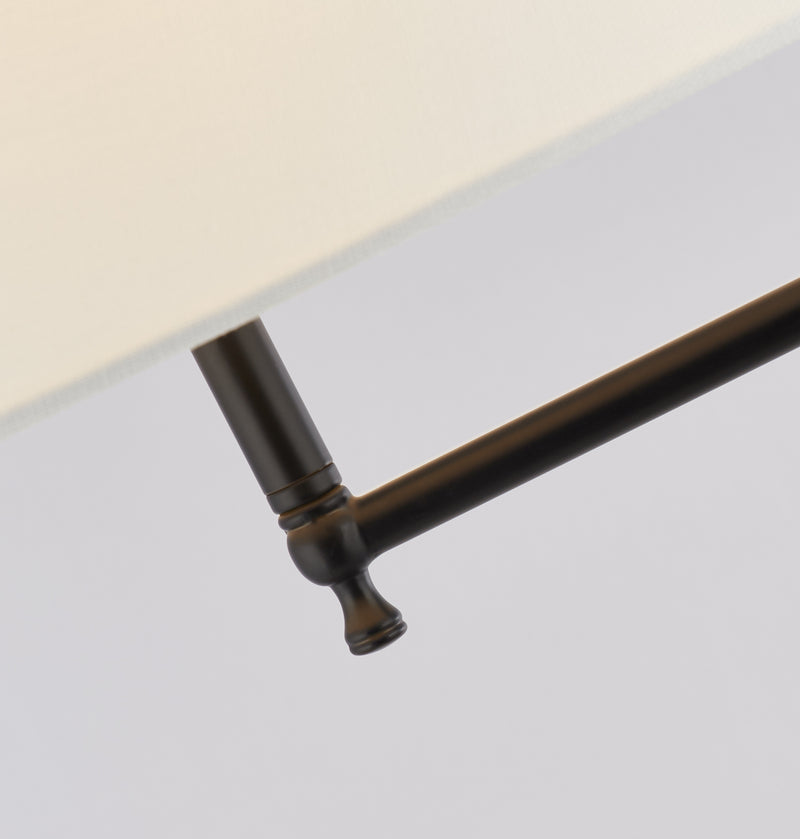 Searchlight 12083-1BK Munich Floor Lamp - Matt Black Metal & Natural Linen Shade