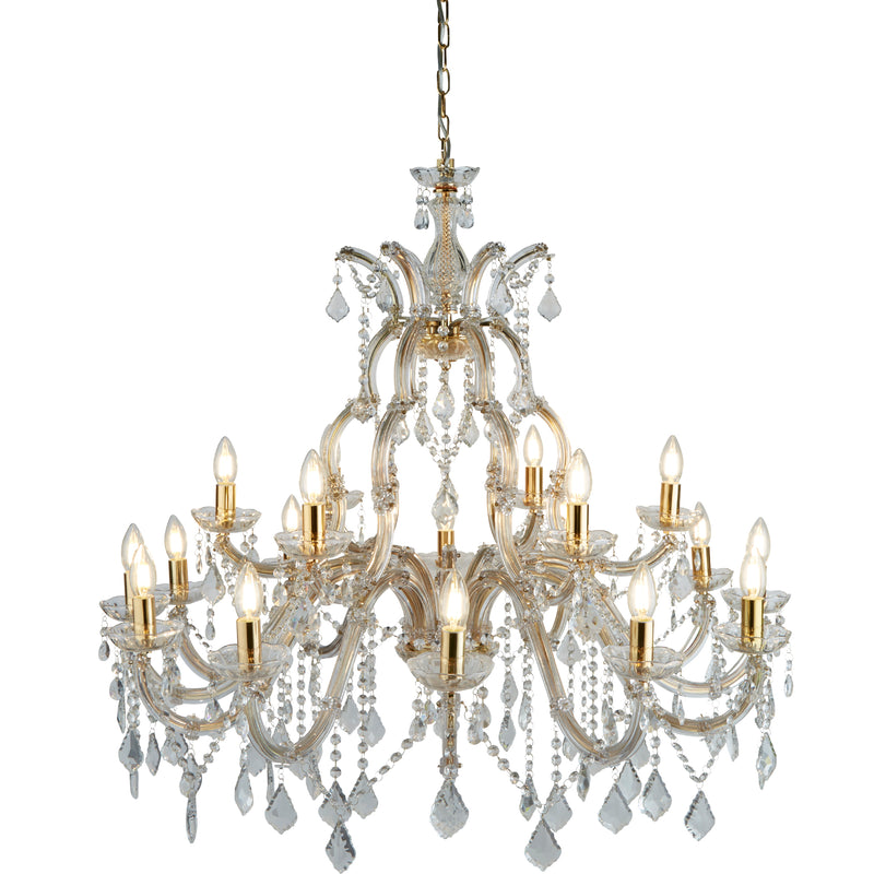 Searchlight 1214-18 Marie Therese 18Lt Chandelier-Polished Brass & Clear Crystal