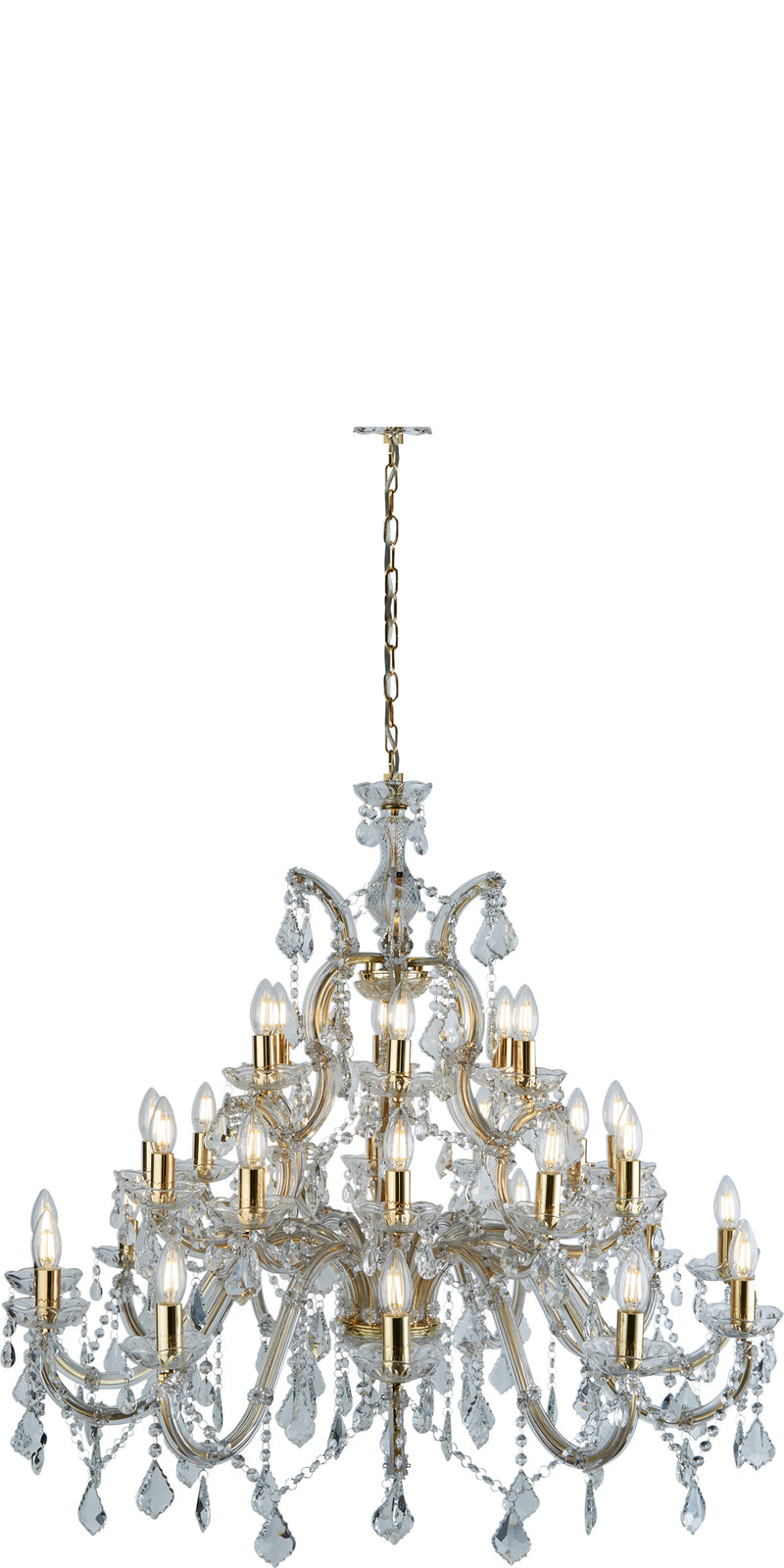 Searchlight 1214-30 Marie Therese 30Lt Chandelier-Polished Brass & Clear Crystal