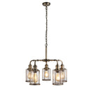 Searchlight 1265-5AB Pipes  5Lt Pendant - Antique Brass Metal & Seeded Glass
