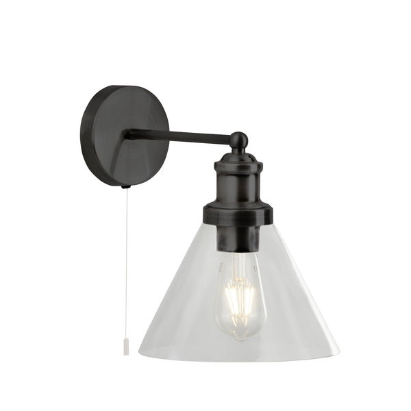 Searchlight 1277BK Pyramid Wall Light  - Black Metal & Glass