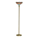 Searchlight 1285 Dragonfly Floor Lamp - Antique Brass & Stained Glass