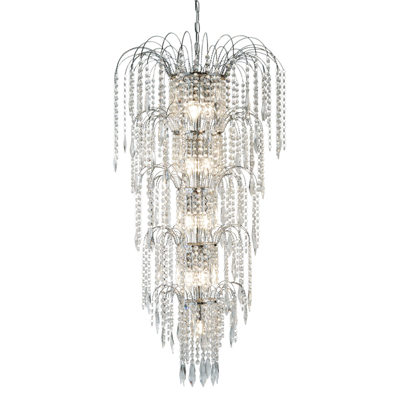 Searchlight 1313-13CC Waterfall 13Lt Chandelier  - Chrome Metal & Crystal