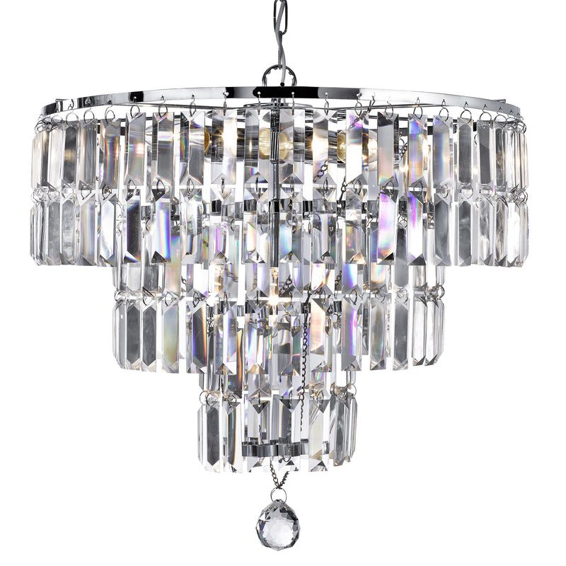 Searchlight 1375-5CC Empire  5Lt Pendant - Chrome Metal & Clear Crystal