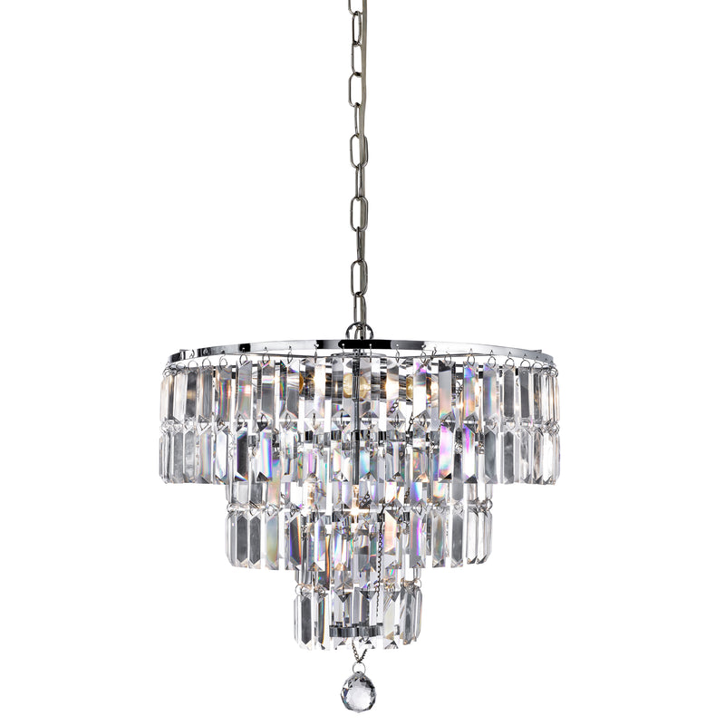 Searchlight 1375-5CC Empire  5Lt Pendant - Chrome Metal & Clear Crystal