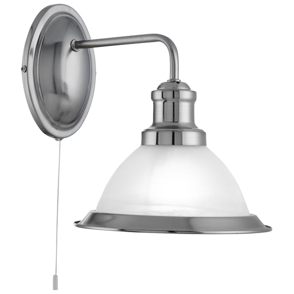 Searchlight 1481SS Bistro  Wall Light  - Satin Silver Metal & Acid Glass