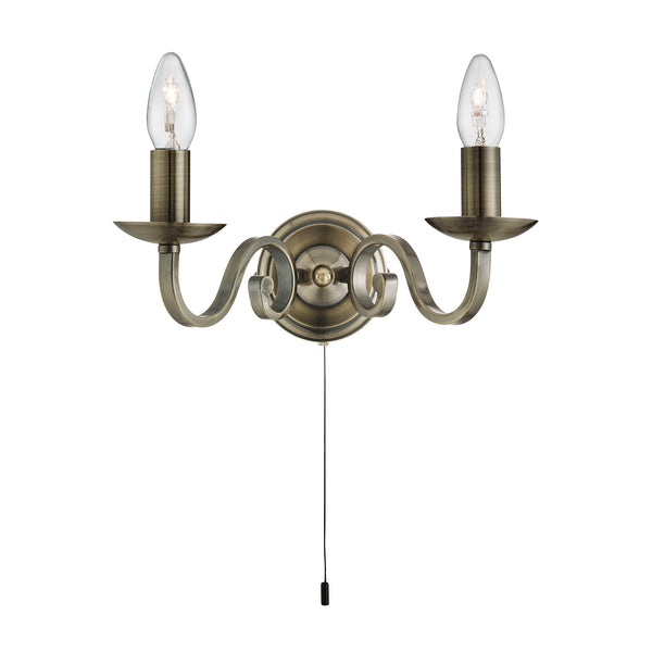 Searchlight 1502-2AB Richmond 2Lt Wall Light - Antique Brass Metal