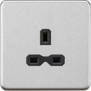 Knightsbridge MLA Screwless SFR7000UBC 13A 1G Unswitched Socket - Brushed Chrome with Black Insert