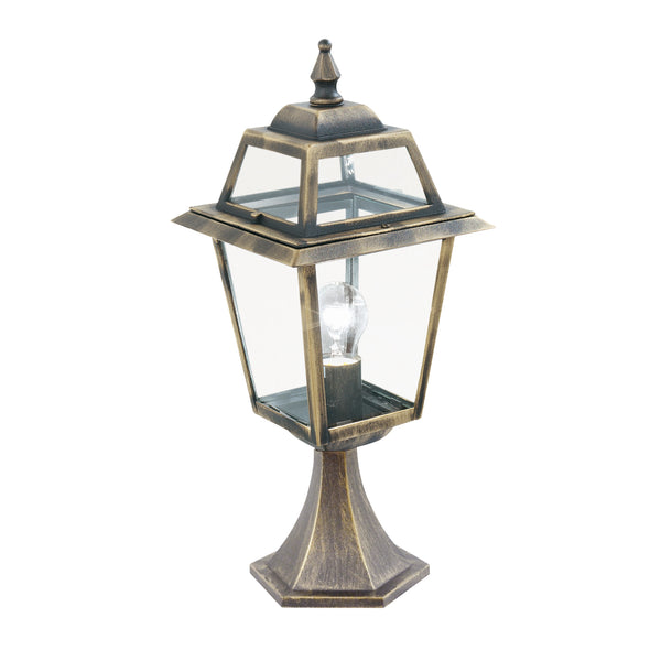 Searchlight 1524 New Orleans Outdoor Post- Aluminium, Black Gold & Glass,IP44
