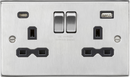 Knightsbridge MLA CS9940BC 13A 2G SP Switched Socket with Dual USB A+C (5V DC 4.0A shared)  - Brushed Chrome with Black Insert