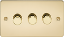 Knightsbridge MLA FP2193PB 3G 2-way 10-200W (5-150W LED) Intelligent dimmer - Polished Brass