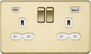 Knightsbridge MLA SFR9940PBW Screwless 13A 2G SP Switched Socket with Dual USB A+C (5V DC 4.0A shared) - Polished Brass with White Insert - Knightsbridge MLA - Falcon Electrical