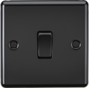 Knightsbridge MLA CL2MBB 10AX 1G 2 Way Plate Switch - Rounded Edge Matt Black