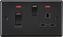 Knightsbridge MLA CL83MNMBB 45A DP switch and 13A Switched Socket with Neon - Matt Black