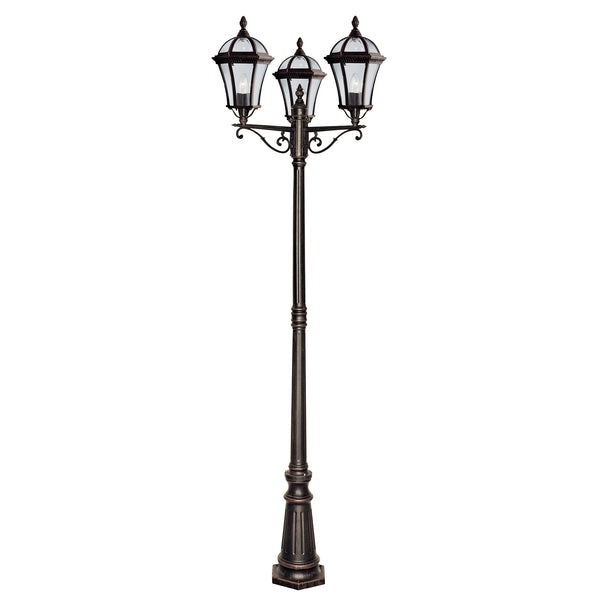 Searchlight 1569-3 Capri Outdoor Post - Rustic Brown Metal & Glass