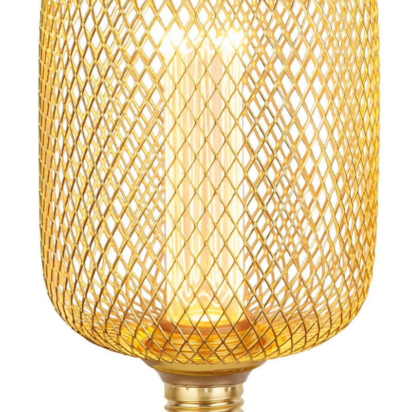 Searchlight 16002GO Wire Mesh Effect Drum Lamp - Gold Metal - Searchlight - Falcon Electrical UK