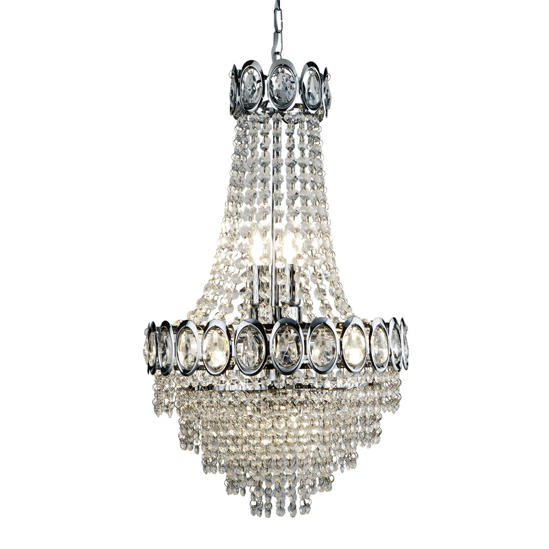 Searchlight 1611-6CC Louis Phillipe  6Lt Chandelier - Chrome Metal & Crystal