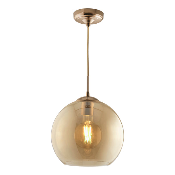 Searchlight 1632AM Balls  Pendant  - Antique Brass Metal & Amber Glass