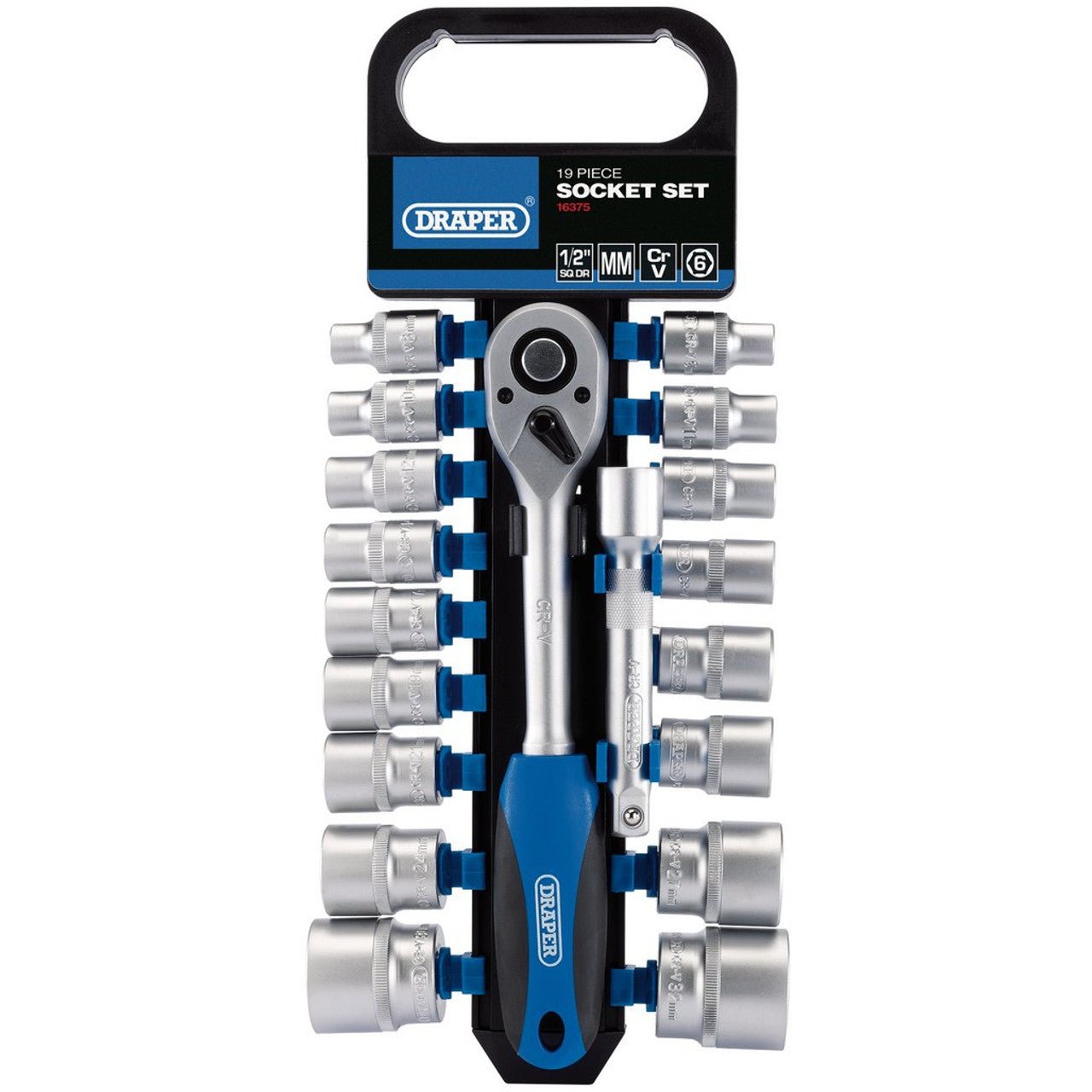 Mixed 16375 Metric Socket and Ratchet Set, 1/2