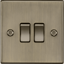 Knightsbridge MLA CS3AB 10AX 2G 2 Way Plate Switch - Square Edge Antique Brass - Knightsbridge MLA - Falcon Electrical