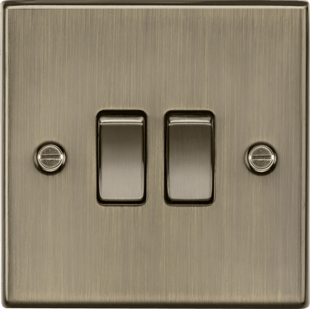 Knightsbridge MLA CS3AB 10AX 2G 2 Way Plate Switch - Square Edge Antique Brass - Knightsbridge MLA - Falcon Electrical