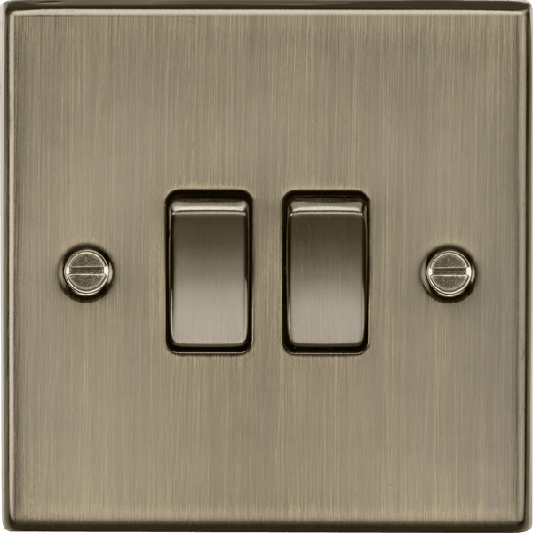 Knightsbridge MLA CS3AB 10AX 2G 2 Way Plate Switch - Square Edge Antique Brass - Knightsbridge MLA - Falcon Electrical