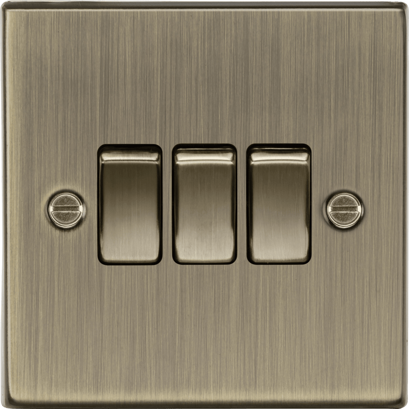 Knightsbridge MLA CS4AB 10AX 3G 2 Way Plate Switch - Square Edge Antique Brass - Knightsbridge MLA - Falcon Electrical