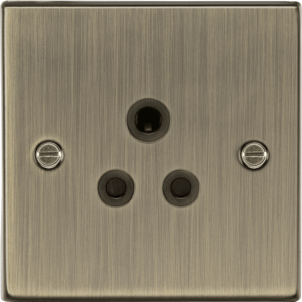 Knightsbridge MLA CS5AAB 5A Unswitched Socket - Square Edge Antique Brass Finish with Black Insert - Knightsbridge MLA - Falcon Electrical