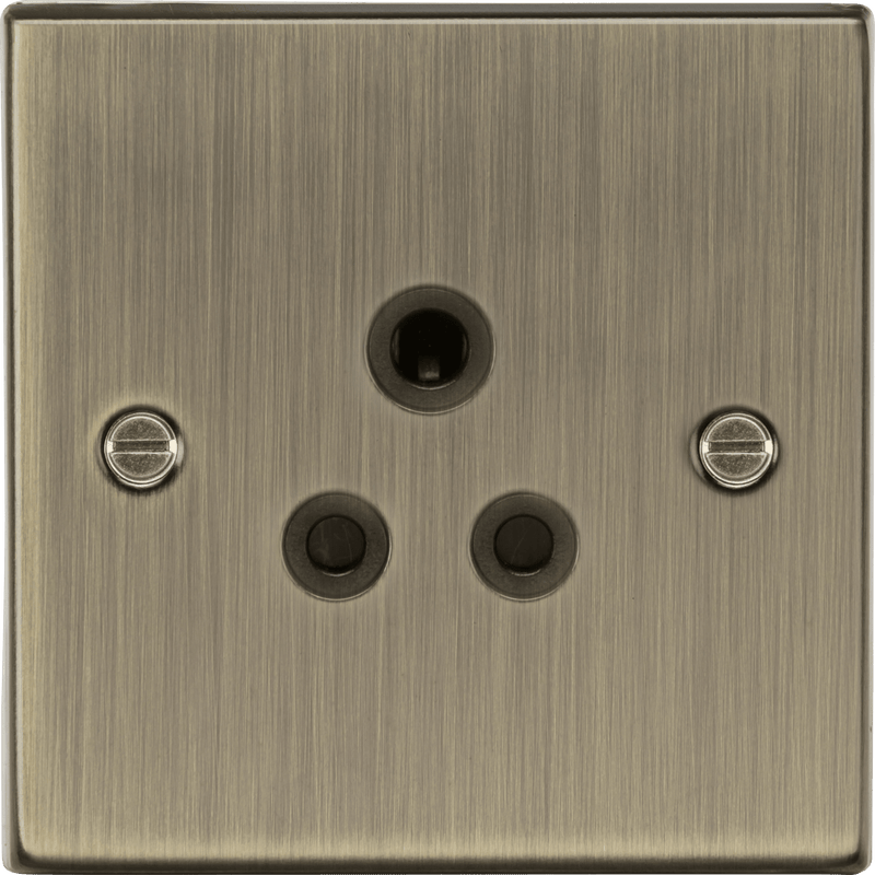 Knightsbridge MLA CS5AAB 5A Unswitched Socket - Square Edge Antique Brass Finish with Black Insert - Knightsbridge MLA - Falcon Electrical