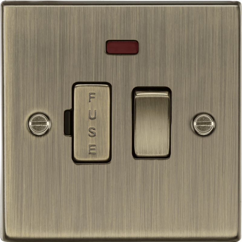 Knightsbridge MLA CS63NAB 13A Switched Fused Spur Unit with Neon - Square Edge Antique Brass - Knightsbridge MLA - Falcon Electrical