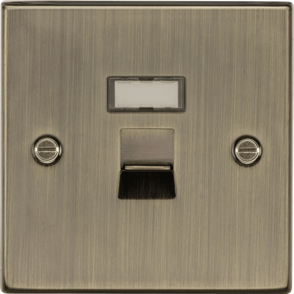 Knightsbridge MLA CS45AB RJ45 Network Outlet - Square Edge Antique Brass - Knightsbridge MLA - Falcon Electrical