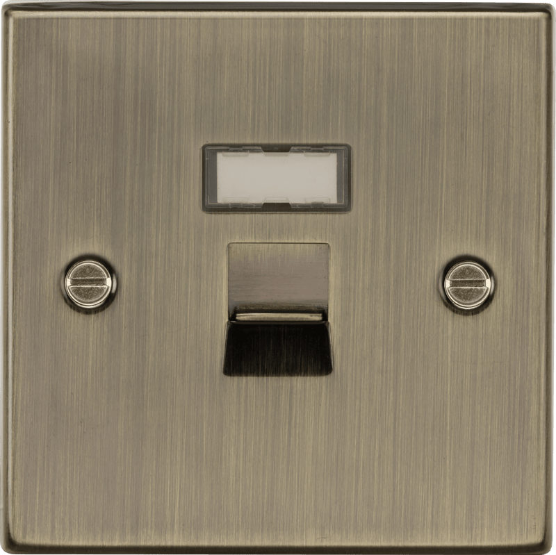 Knightsbridge MLA CS45AB RJ45 Network Outlet - Square Edge Antique Brass - Knightsbridge MLA - Falcon Electrical