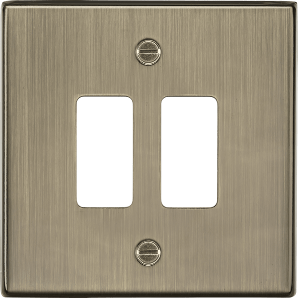 Knightsbridge MLA GDCS2AB 2G grid faceplate - antique brass - Knightsbridge MLA - Falcon Electrical