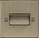 Knightsbridge MLA CS11AB 10AX 3 Pole Fan Isolator Switch - Square Edge Antique Brass - Knightsbridge MLA - Falcon Electrical