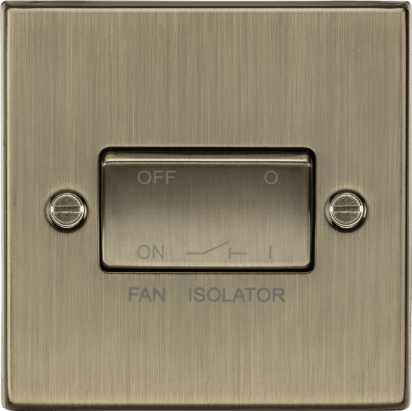 Knightsbridge MLA CS11AB 10AX 3 Pole Fan Isolator Switch - Square Edge Antique Brass - Knightsbridge MLA - Falcon Electrical